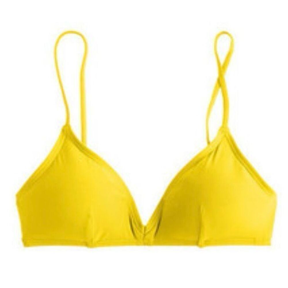 J. Crew French Bikini Top in Neon Yellow Molded Cup Women’s Large
